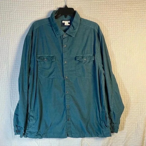 Carbon 2 Cobalt Shirt Shacket XL Button Up Chest & Side Pockets Corduroy Teal - Picture 1 of 10